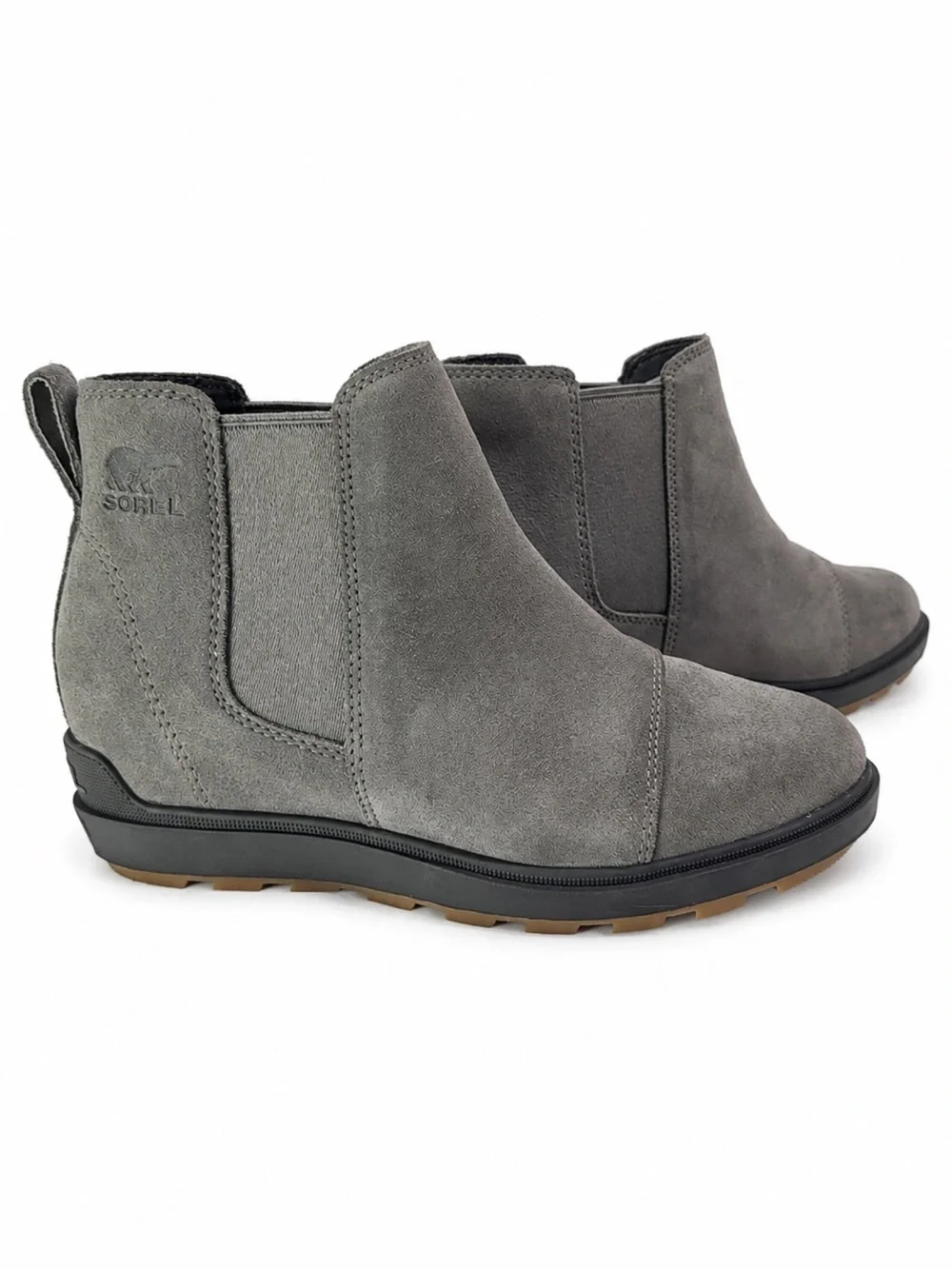SOREL Evie II Chelsea Waterproof Suede Ankle Boots Gray Size 6.5